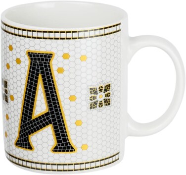 Cuisine Art Letter A Printed Porcelain Ceramic Tea Coffee Mug - 300ml - Stylish and Durable Mug for Hot Beverages