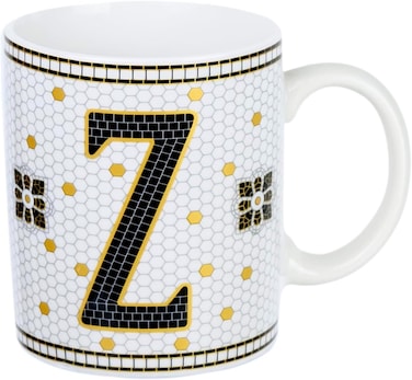 Cuisine Art Letter Z Printed Porcelain Ceramic Tea Coffee Mug - 300ml - Stylish and Durable Mug for Hot Beverages
