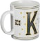 Cuisine Art Letter K Printed Porcelain Ceramic Tea Coffee Mug - 300ml - Stylish and Durable Mug for Hot Beverages
