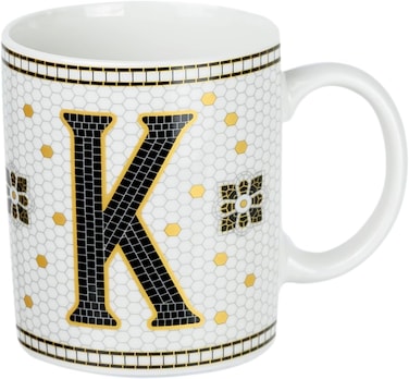Cuisine Art Letter K Printed Porcelain Ceramic Tea Coffee Mug - 300ml - Stylish and Durable Mug for Hot Beverages