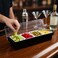 Cuisine Art 4 Compartment Condiment Dispenser Organizer with Clear Hinged Lid, Removable White PP Inserts, Black ABS Base, Bar Caddy Garnish Tray for Kitchen Countertop, Restaurant, Food Prep Station