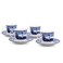 Claytan Halcyon Blue 200 ml Porcelain Coffee &amp; Tea Cup with Matching Saucer (Set Of 4)