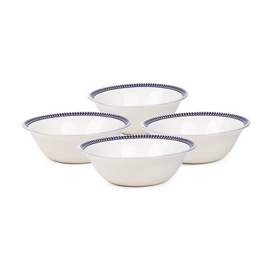 Claytan Callista 6.2 inch Porcelain Cereal &amp; Breakfast Bowl (Purple &amp; White, Set Of 4)