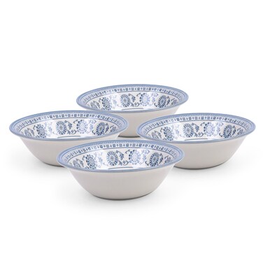 Claytan Plethora 6 inch Porcelain Cereal &amp; Breakfast Bowl (Grey &amp; White, Set Of 4)