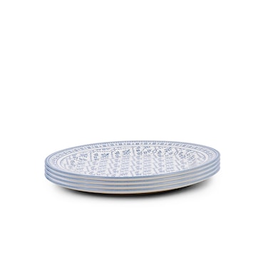 Claytan Plethora 9 inch Ceramic Soup Plate (Grey &amp; White, Set Of 4)
