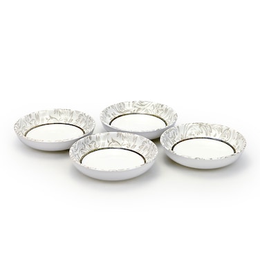 Edessa Ceramic ELANA 13cm Round Serving Bowl, White (Set of 4)