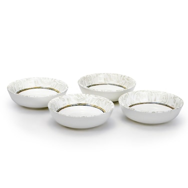 Edessa Elana 10.5cm Round Ceramic Snack Bowl, White (Set of 4)
