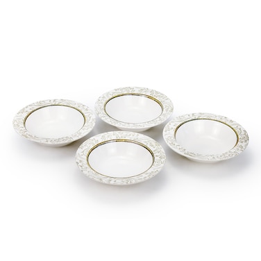 Edessa Ceramic Elana 17Cm Round Serving Bowl, White (Set of 4)