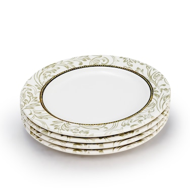 Edessa Ceramic Elana 20Cm Round Dessert Plate, White (Set of 4)