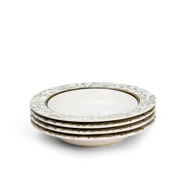 Edessa Ceramic Elana 22Cm Round Soup Plate, White (Set of 4)