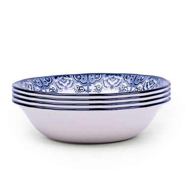 Claytan Lighthouse Blue 9-Inch Ceramic Salad Bowl (Set of 4)