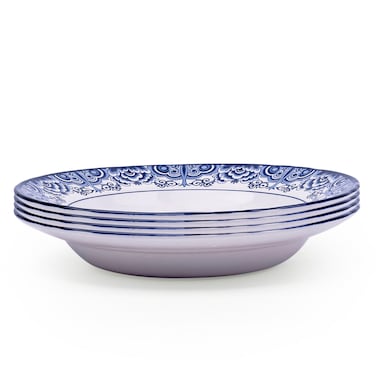Claytan Lighthouse Blue 9-Inch Ceramic Soup Plate (Set of 4)