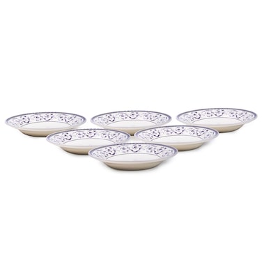 Claytan Callista 9.1 inch Ceramic Soup Plate (Purple &amp; White, Set Of 6)