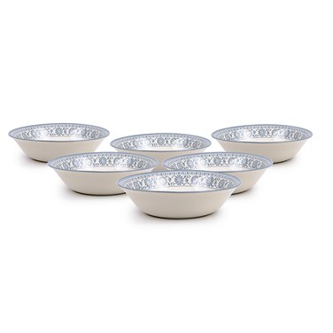 Claytan Plethora 9 inch Ceramic Salad Bowl (Grey &amp; White, Set of 6)