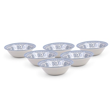 Claytan Plethora 6 inch Porcelain Cereal &amp; Breakfast Bowl (Grey &amp; White, Set Of 6)