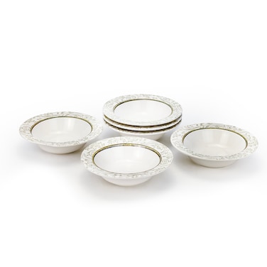 Edessa Ceramic Elana 17Cm Round Serving Bowl, White (Set of 6)