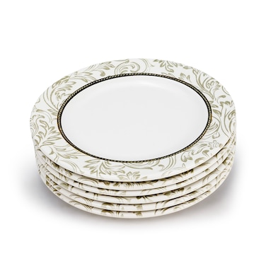 Edessa Ceramic Elana 20Cm Round Dessert Plate, White (Set of 6)