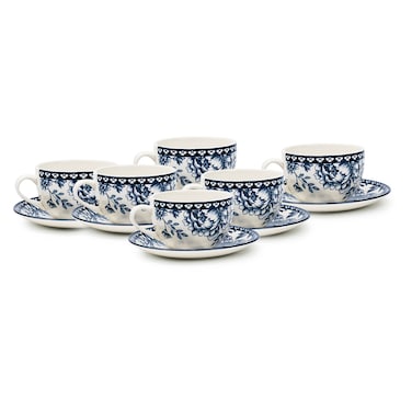 Claytan Rhapsody 240ml Dark Blue Ceramic Cup &amp; Saucer Set (Set of 6)