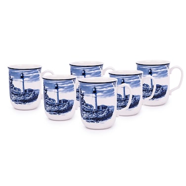 Claytan Lighthouse Blue 370ml Ceramic Mug (set of 6)