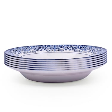 Claytan Lighthouse Blue 9-Inch Ceramic Soup Plate (Set of 6)