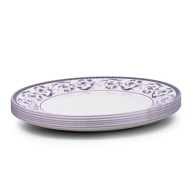 Claytan Callista 12 inch Ceramic Chop Plate (Purple &amp; White, Set Of 6)