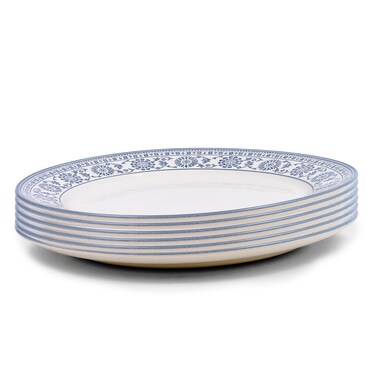 Claytan Plethora 12 inch Porcelain Chop Plate (Grey &amp; White, Set Of 6)