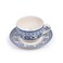 Claytan Plethora Grey-Rim 240 ml Porcelain Coffee Cup &amp; Saucer Set (Grey &amp; Blue, Set Of 6)