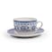 Claytan Plethora Grey-Rim 240 ml Porcelain Coffee Cup &amp; Saucer Set (Grey &amp; Blue, Set Of 6)
