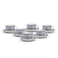 Claytan Plethora Grey-Rim 240 ml Porcelain Coffee Cup &amp; Saucer Set (Grey &amp; Blue, Set Of 6)