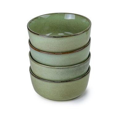 Cuisine Art Lara Collection, Modern &amp; Durable 15cm Stoneware Bowl, Green (Set of 4)