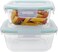 Cuisine Art Square Borosilicate Glass Food Storage Containers with Lids, 2 Pieces, Transparent (500 + 800ml)