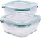 Cuisine Art Square Borosilicate Glass Food Storage Containers with Lids, 2 Pieces, Transparent (500 + 800ml)
