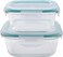 Cuisine Art Square Borosilicate Glass Food Storage Containers with Lids, 2 Pieces, Transparent (500 + 800ml)
