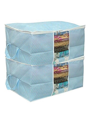 2 Piece Big Underbed Storage Bag Set Blue/White