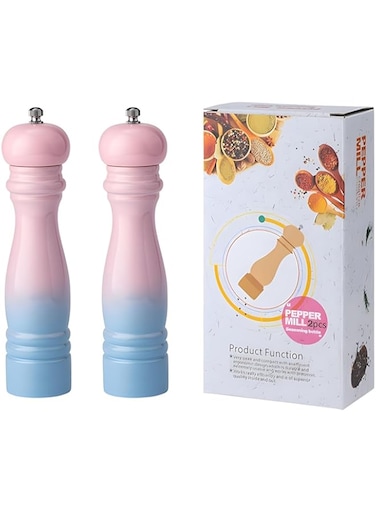 Azonee Wooden Salt and Pepper Grinder Set 2 Pack, Manual Oak Salt Mill with Adjustable Coarseness Ceramic Core, Sea Salt Grinder Refillable, Spice Shakers for Salt, Pepper, Beans, Cumin, Rice, Cloves