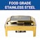 Cuisine Art Fully Gold Stainless Steel Hydraulic Chafing Dish 9L (1/1 GN) with Large Glass Window &ndash; Rectangular Luxury Buffet Food Warmer for Ramadan Iftar, Weddings, Hotels &amp; Festive Hosting