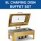 Cuisine Art Fully Gold Stainless Steel Hydraulic Chafing Dish 9L (1/1 GN) with Large Glass Window &ndash; Rectangular Luxury Buffet Food Warmer for Ramadan Iftar, Weddings, Hotels &amp; Festive Hosting