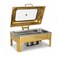 Cuisine Art Fully Gold Stainless Steel Hydraulic Chafing Dish 9L (1/1 GN) with Large Glass Window &ndash; Rectangular Luxury Buffet Food Warmer for Ramadan Iftar, Weddings, Hotels &amp; Festive Hosting