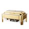 Cuisine Art Fully Gold Stainless Steel Hydraulic Chafing Dish 9L (1/1 GN) with Large Glass Window &ndash; Rectangular Luxury Buffet Food Warmer for Ramadan Iftar, Weddings, Hotels &amp; Festive Hosting