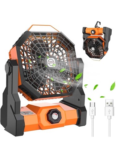 WAMBORY Portable Fan Rechargeable, 7800mAh Cordless Battery Powered Fan with LED Lantern,Table Fan with USB charging ,Battery Operated Fans for Travel Bedroom Home Office Beach Desk Fishing