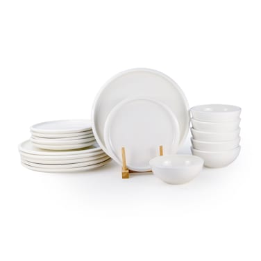Cuisine Art WREN 18-Pc Bone China Dinnerware Set - White Premium Dinner Set with Dinner Plates,Dessert Plates&amp;Bowls for Everyday Dining,Family Meals, Perfect for 6 People for Ramdan, EID,Christamas