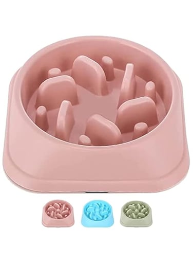 Sorxine Dog Slow Feeder Bowl,Pet Dog Food Bowls for Medium Small Dogs &amp; Puppies to Slow Down Eating, Interactive Bloat Stop Dog Bowls,Anti-Gulping Pet Slower Food Feeding Dishes (Pink3)