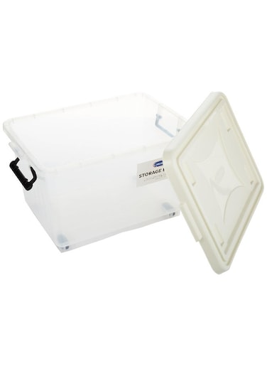 22L Plastic Storage Set of 6 Box with Wheels &amp; Lockable Lid (Off White)