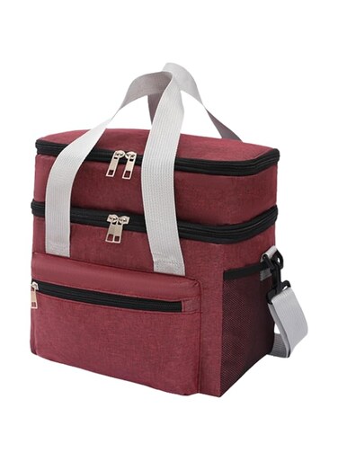 Viiivlife Double-Deck Insulated Lunch Box and Lunch Bag (حقيبة طعام), Leakproof &amp; Waterproof Tote with Adjustable Strap, Great for School, Travel &amp; Picnics (Red)