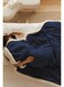 Warm &amp; Comfy Jacquard Sherpa Blanket Super King Size 220x240cm Faux Fur Bed Blanket Flannel Fleece Reversible Blanket Super Plush Extra-Large Throw Blanket Navy Blue