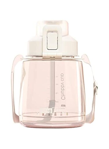 Cutiecute 1300ml sports water cup summer portable large-capacity straw cup cute pot belly cup student children water bottle Eco Friendy Cute Waterbottle (White)