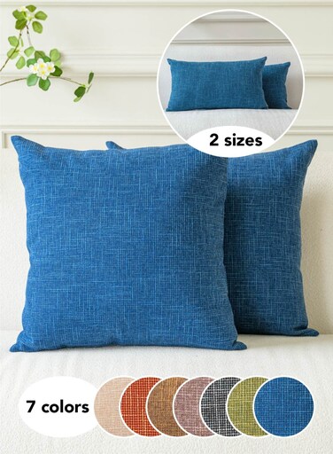 moment Set of 2 Nayy Blue Linen Cushion Cover Decorative Throw Pillow Covers Farmhouse Pillow Covers with Cross for Couch Sofa Bed Living Room Home Decor