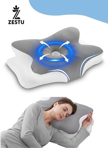Orthopedic Memory Foam Pillow for Sleeping Medicated Pillow &acirc;&euro;&ldquo; Ergonomic Cervical Neck Support, Hypoallergenic, Cooling, Contoured Design for Neck Pain Relief, Adjustable Height, Therapeutic Sleep Aid