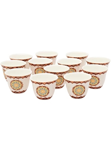 Shallow Bone China Moroccan 12-Piece Cawa Set, Multi - Kk-Caw-Rd