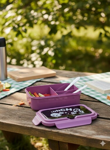 Lunchbox 1.2L &acirc;&euro;&ldquo; Bento Meal Box with 3 Compartment, Spoon &amp; Fork and Integrated Cutlery Storage Slot on Lid &acirc;&euro;&ldquo; Freezer, Dishwasher and Microwave Safe, Leakproof and Airtight with Triple Compartment, BPA-Free, Lightweight, Durable Food Container for Adults and Kids &acirc;&euro;&ldquo; Home, Office, School, Daycare, Travel &acirc;&euro;&ldquo; 19x12x5 cm